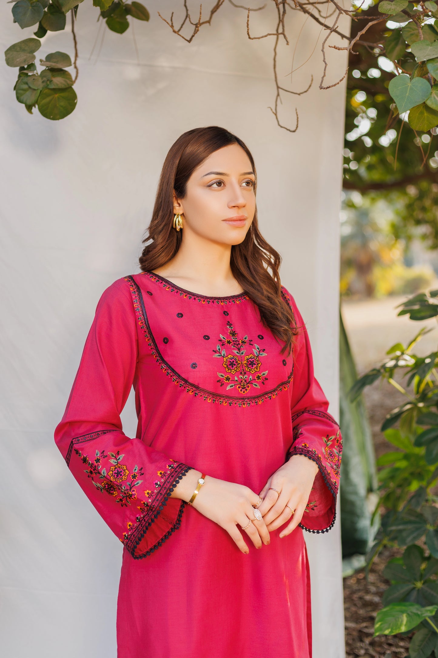 Mystic cherry- Luxury Embroidered 2PC Lawn Dress