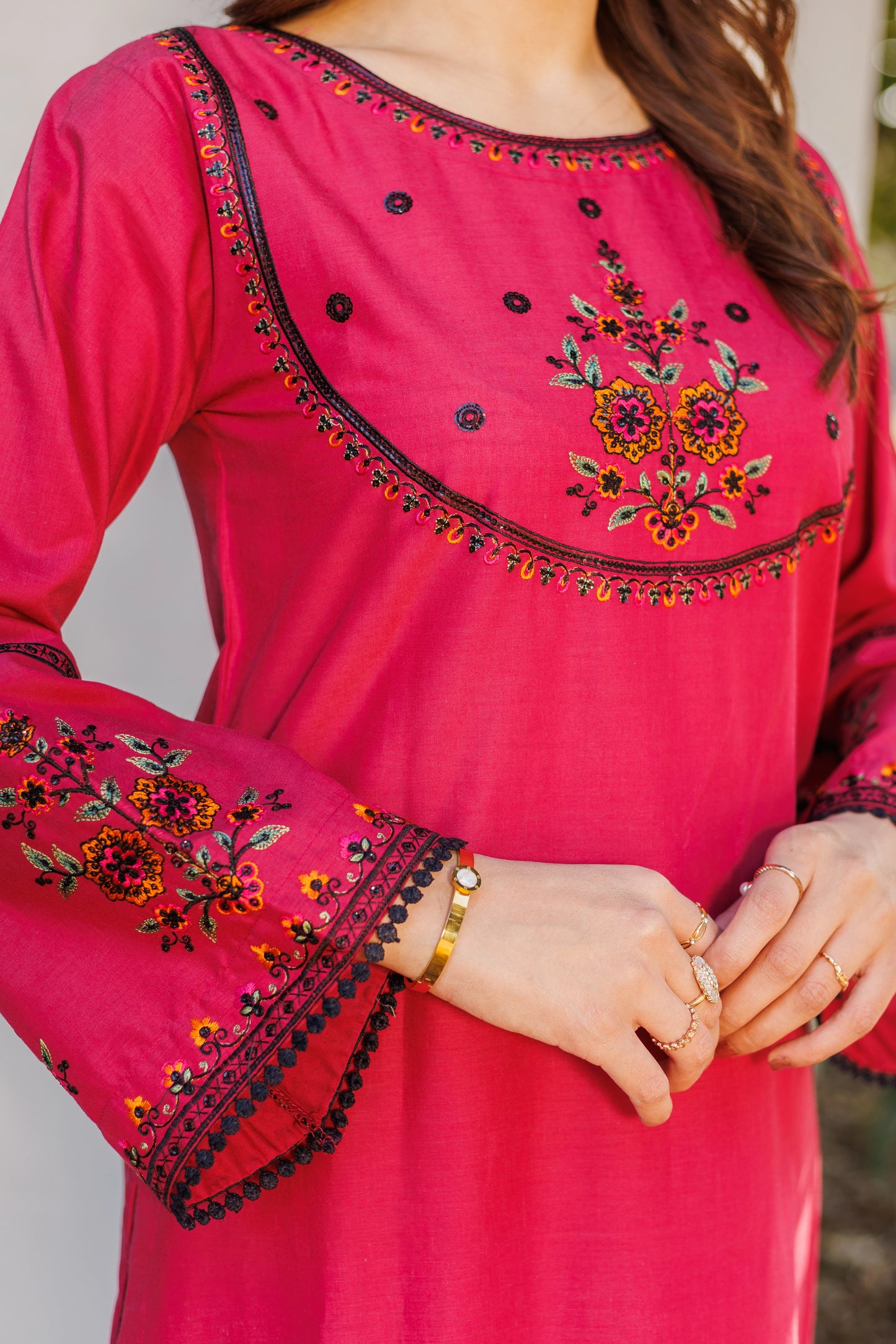 Mystic cherry- Luxury Embroidered 2PC Lawn Dress