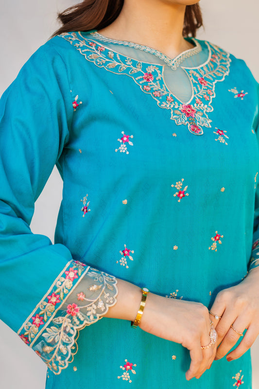 Crimson- Luxury Embroidered 2PC Lawn Dress