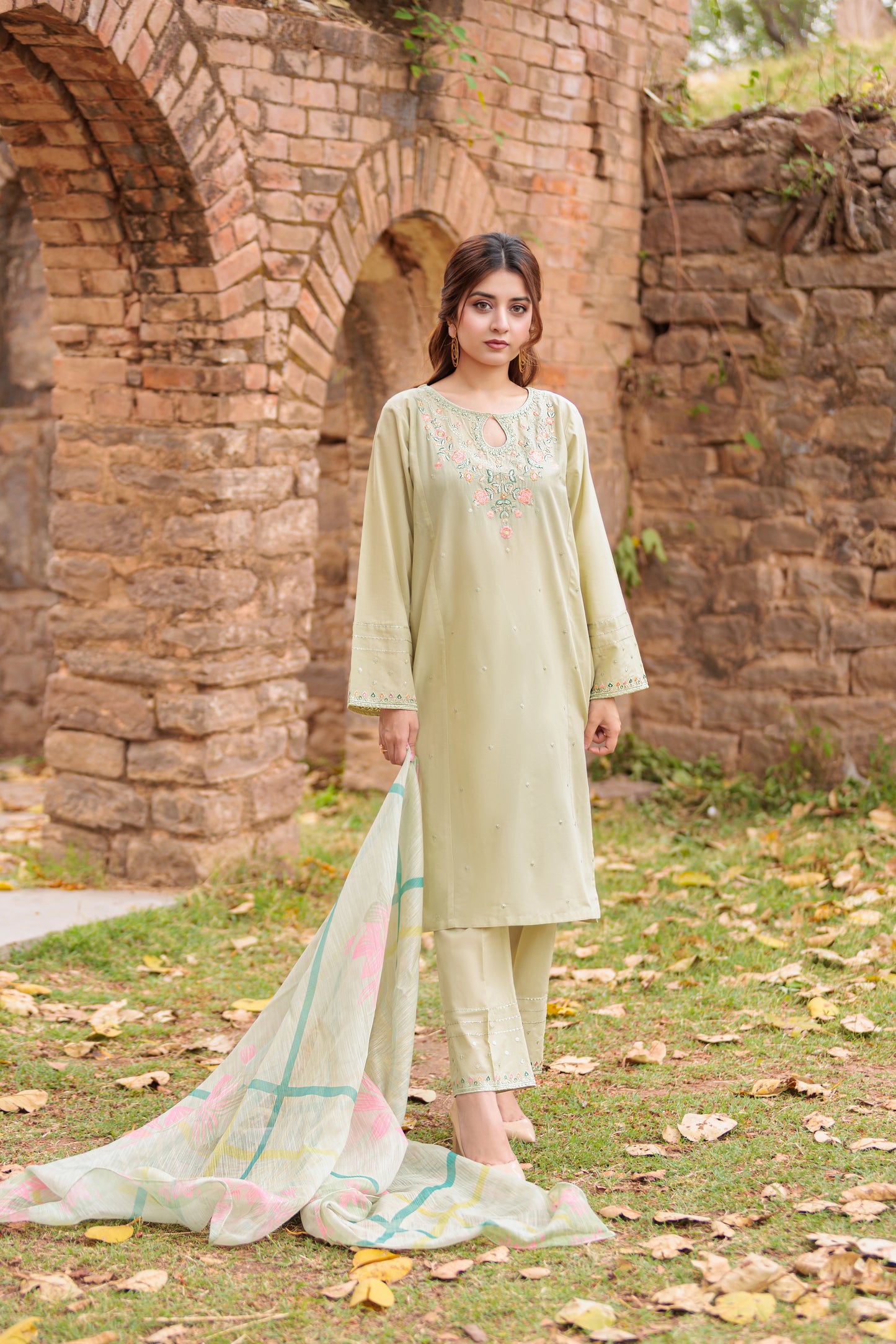 EMERALD- Luxury Embroidered 3-PC Lawn Dress