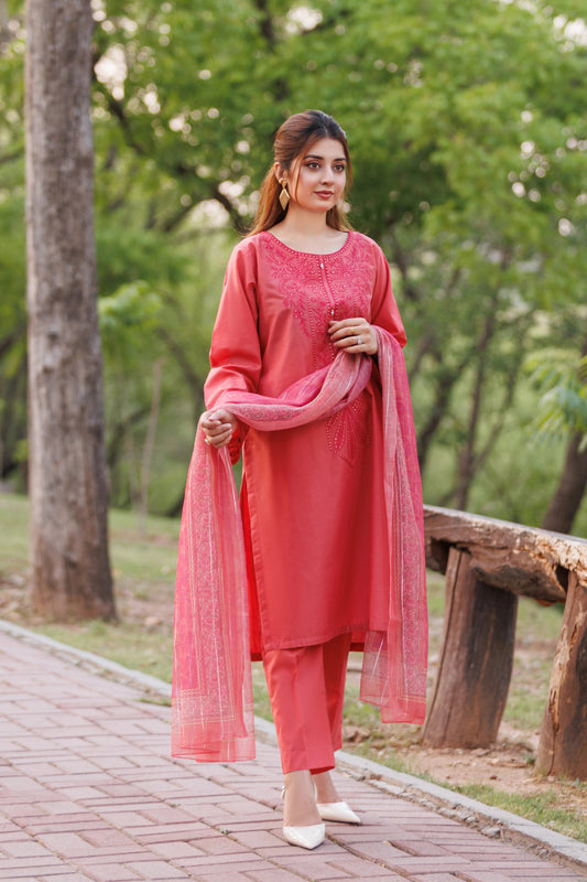 BELLEROSE - Luxury Embroidered 3-PC Lawn Dress