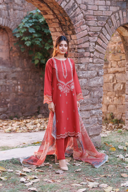 ZIRCON- Luxury Embroidered 3-PC Lawn Dress