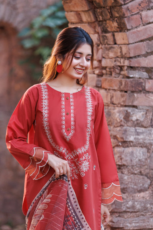 ZIRCON- Luxury Embroidered 3-PC Lawn Dress