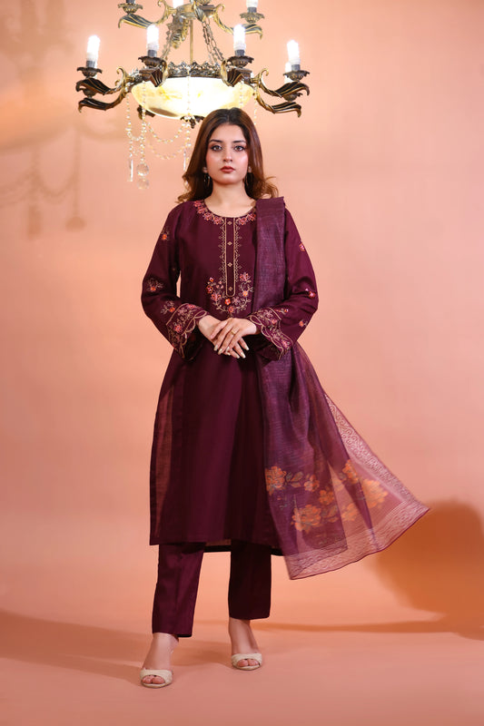 NASHWA - Luxury Embroidered 3-PC Lawn Dress