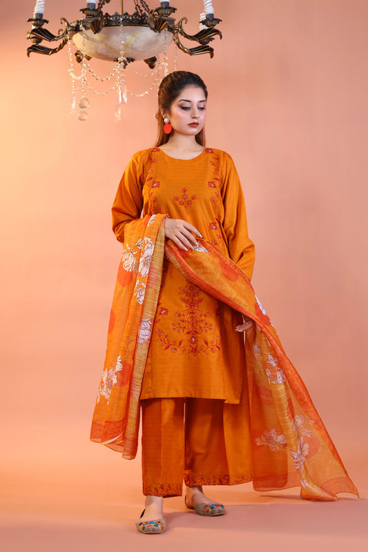 CANARY - Luxury Embroidered 3-PC Lawn Dress