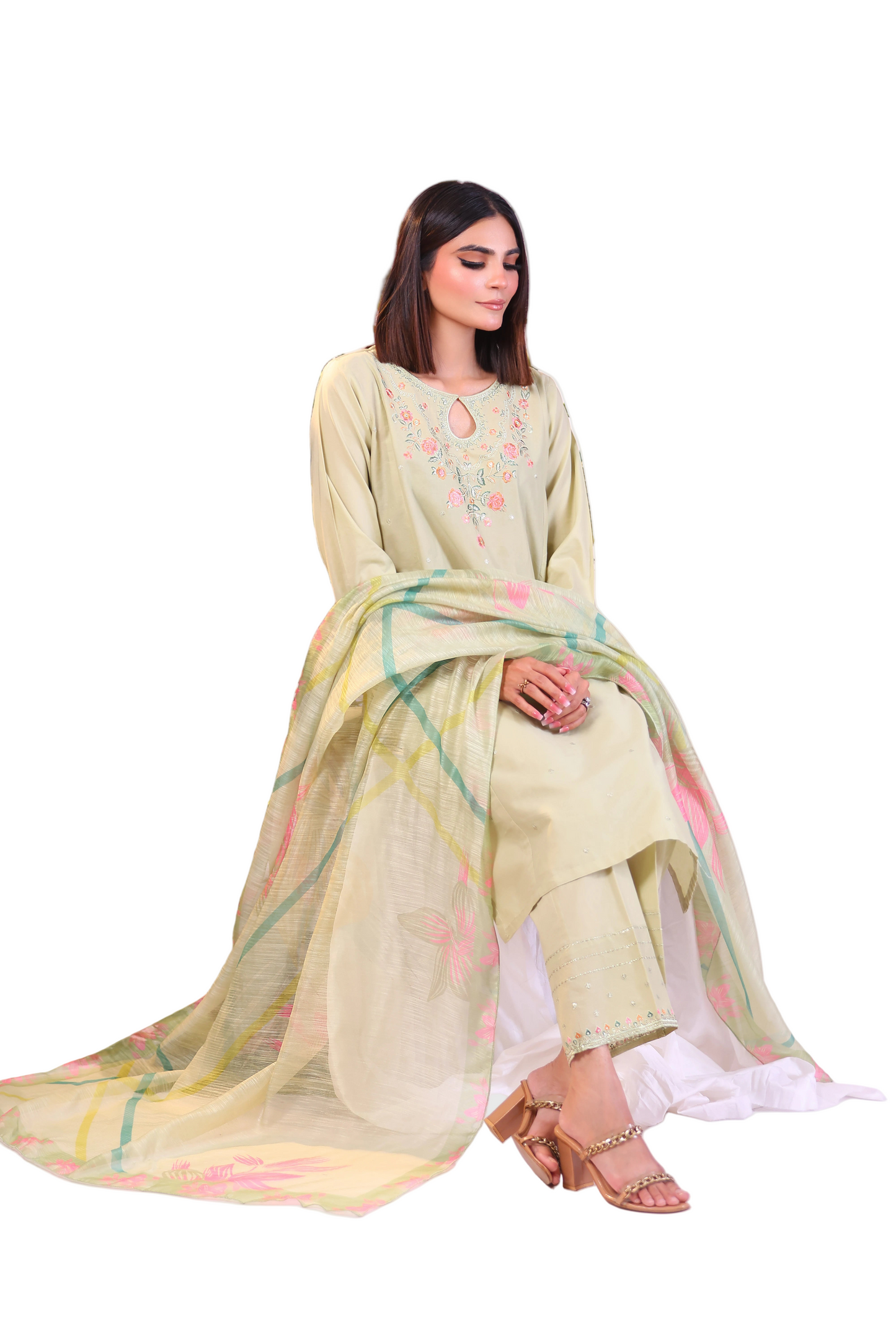 EMERALD- Luxury Embroidered 3-PC Lawn Dress