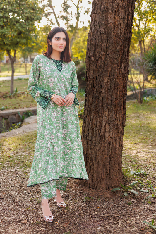 Jasmine - Frock Embroidered 2PC Stitched Lawn Dress
