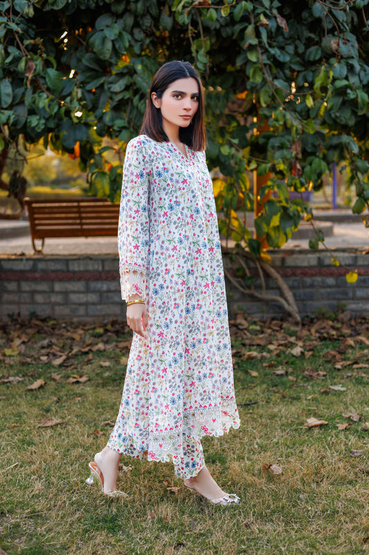 Pink Mist- Embroidered 2PC Stitched Lawn Dress