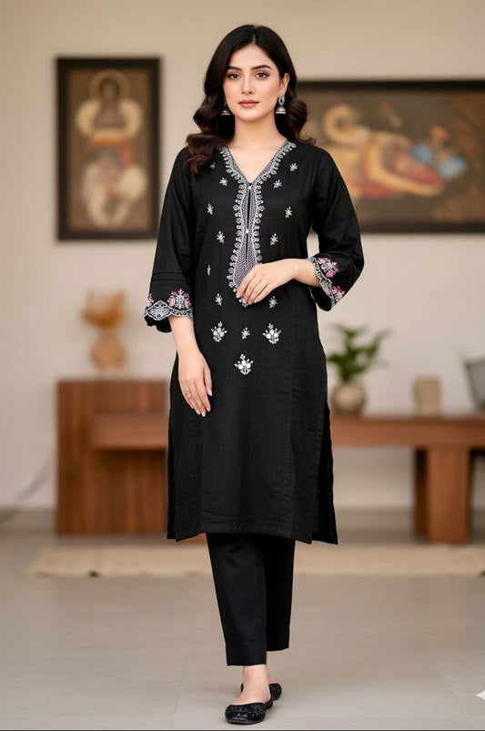 Black Night - Embroidered2-PC Khaddar Dress