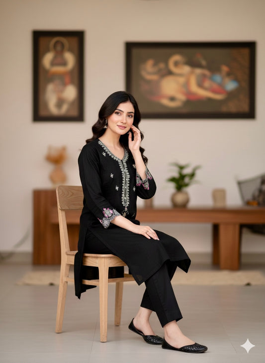 Black Night - Embroidered2-PC Khaddar Dress