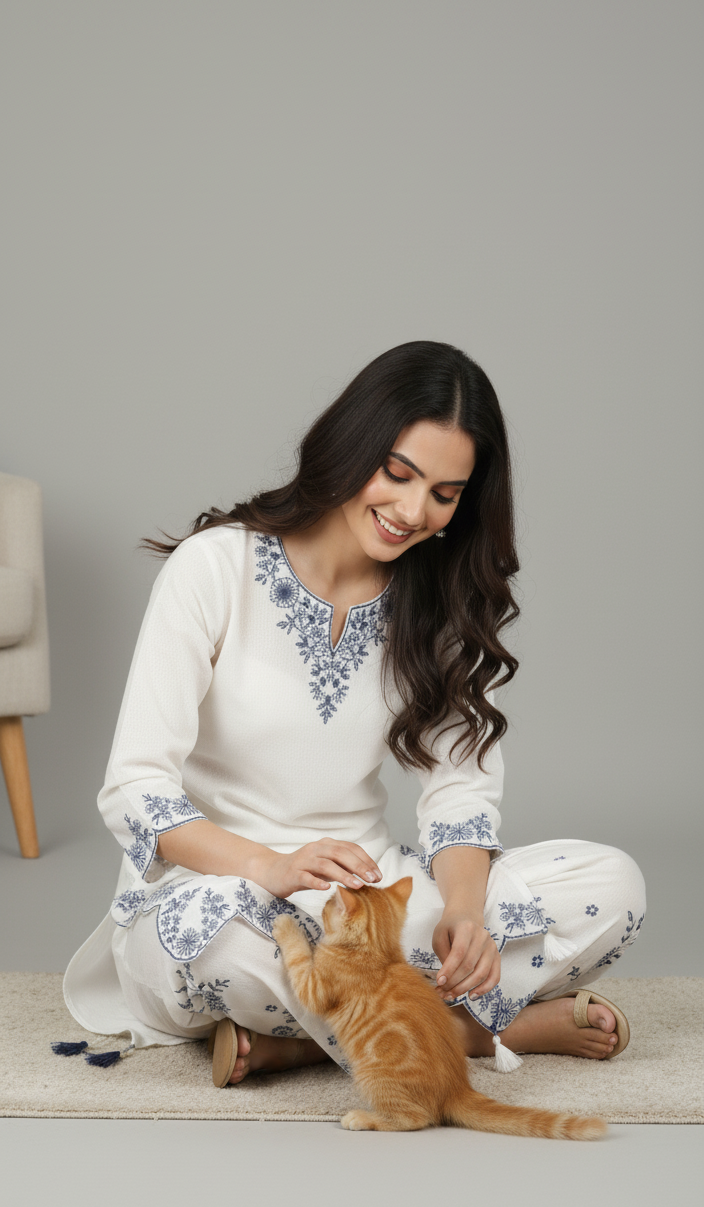 Blue moon- Embroidered2-PC Khaddar Dress
