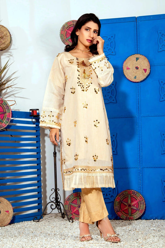 Amar - Beige 1 (Pcs) Kurti Mak Fashion