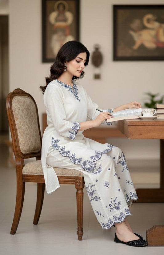 Blue moon- Embroidered2-PC Khaddar Dress