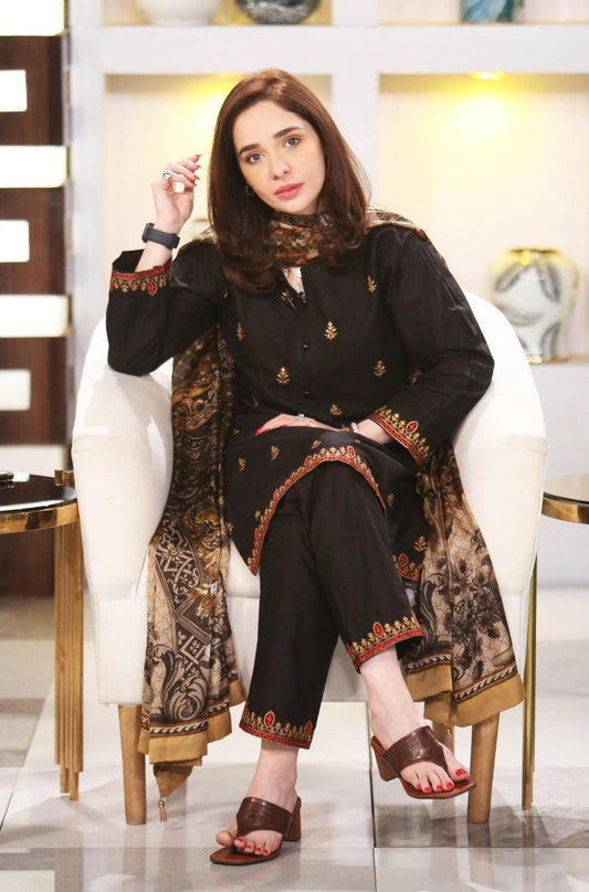 Kajal - Black Embroidered Lawn Mak Fashion