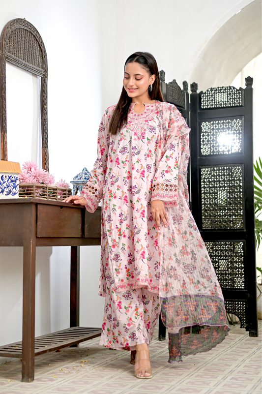 ROSE BLEND - Embroidered 3-PC Lawn Dress