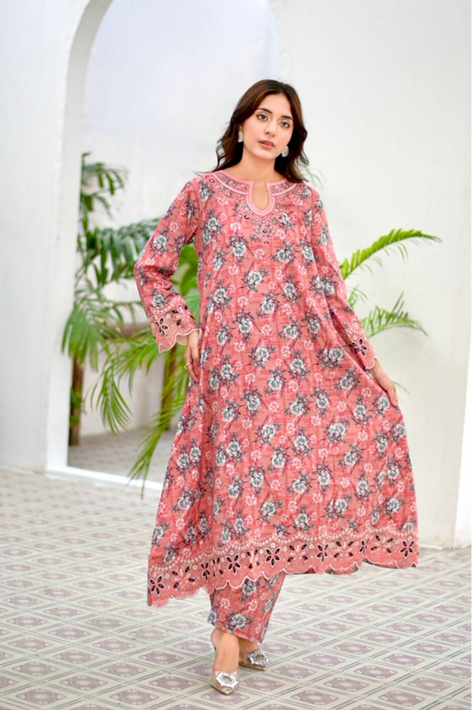 FLORAL TIE- Embroidered 2-PC Lawn Dress
