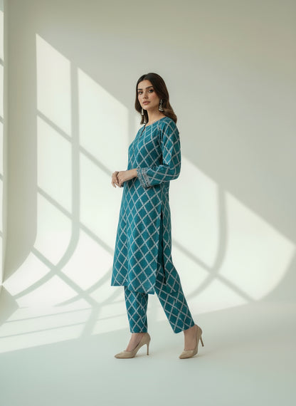 2 Pec Jacquard Lawn Suit Unstitched
