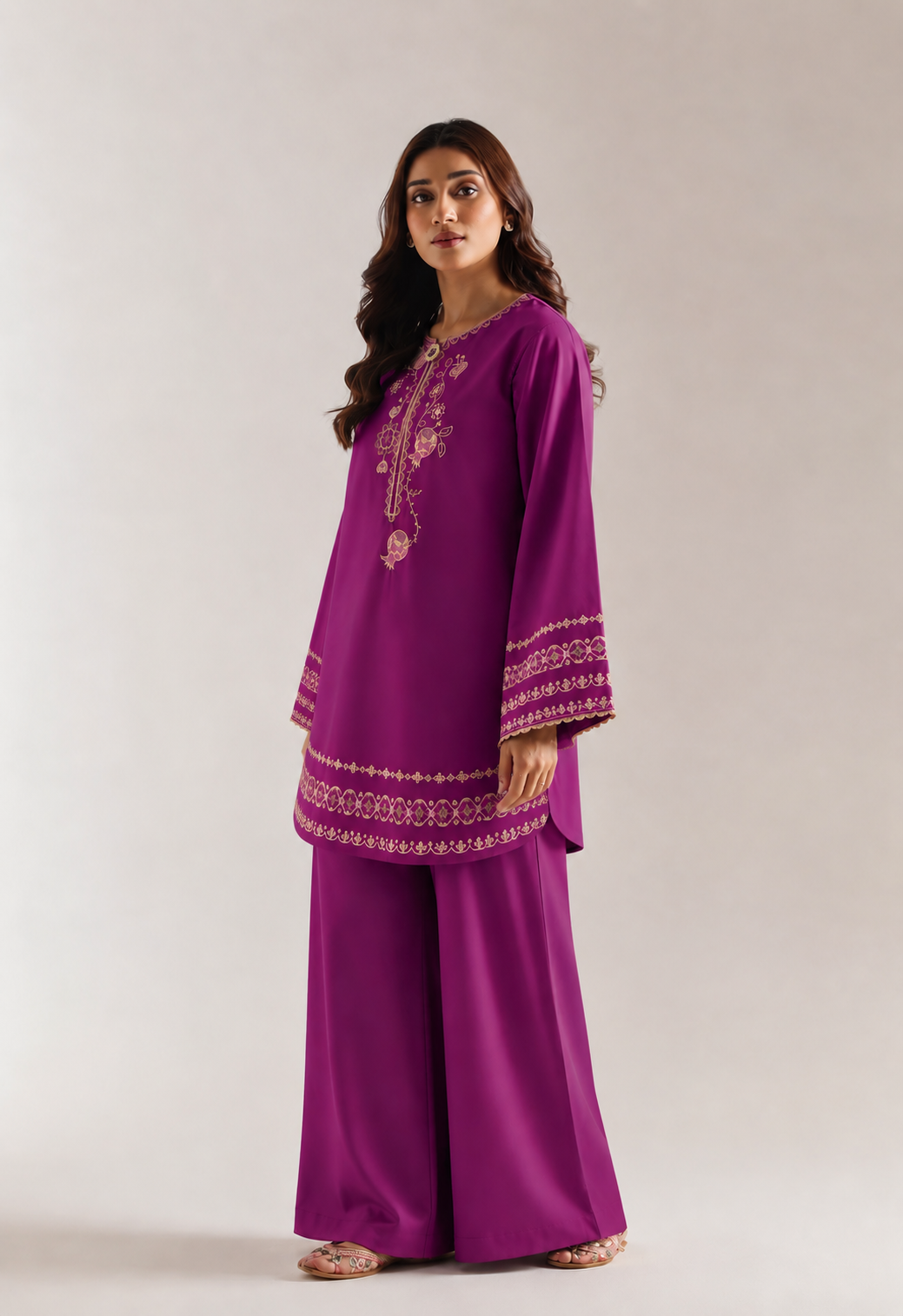 Radiant Fuchsia Embroidered Lawn 2 Piece