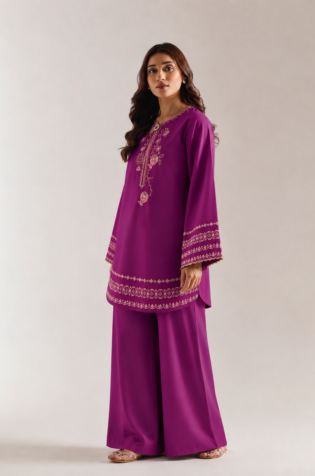 Radiant Fuchsia Embroidered Lawn 2 Piece