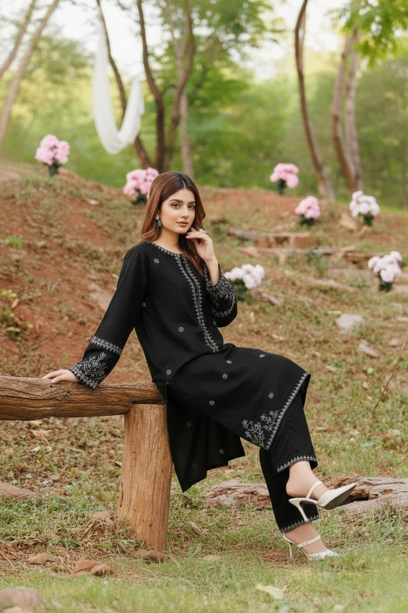 Dreamy Dust- Embroidered2-PC Khaddar Dress