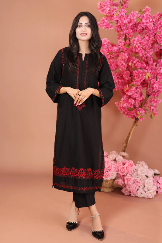 Midnight- Khaddar Embroidered 2 Piece Dress