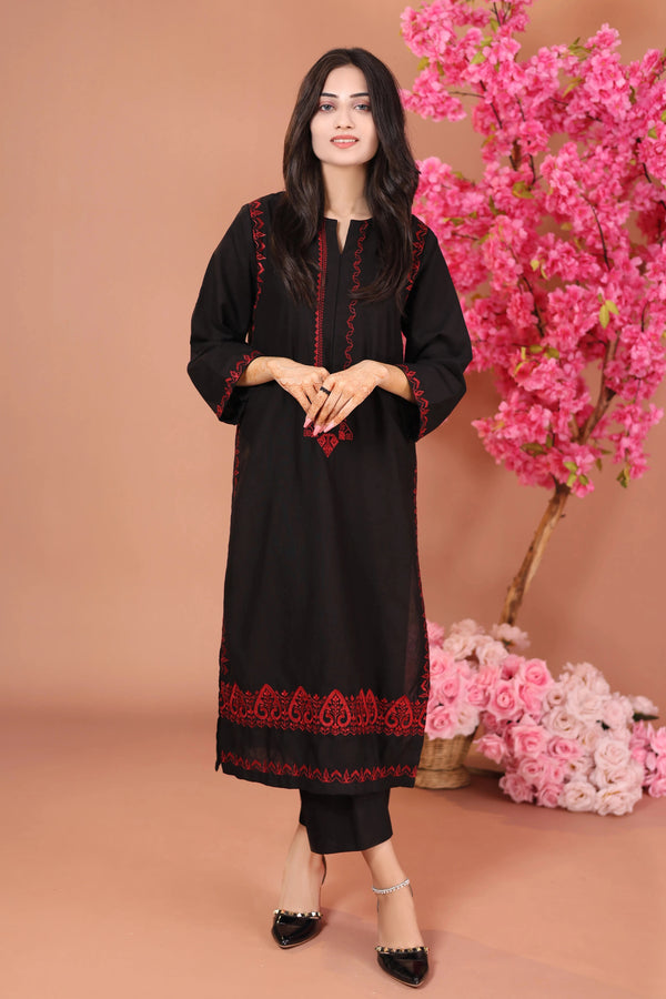 Midnight- Khaddar Embroidered 2 Piece Dress