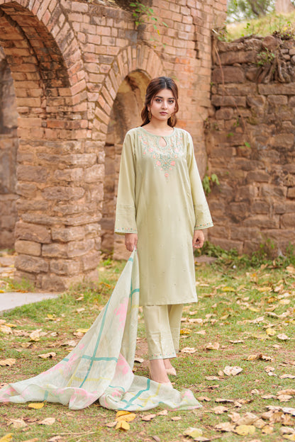 EMERALD- Luxury Embroidered 3-PC Lawn Dress