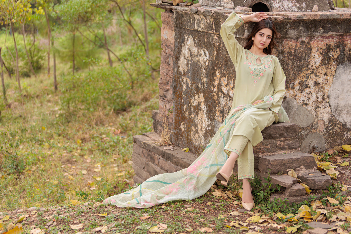 EMERALD- Luxury Embroidered 3-PC Lawn Dress