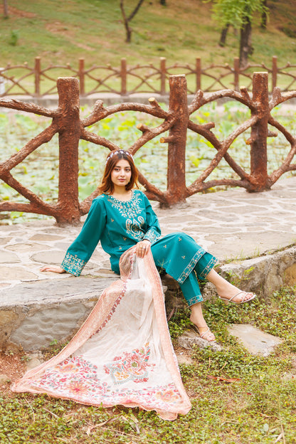 SAFFRON- Luxury Embroidered 3-PC Lawn Dress