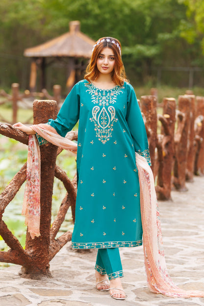 SAFFRON- Luxury Embroidered 3-PC Lawn Dress