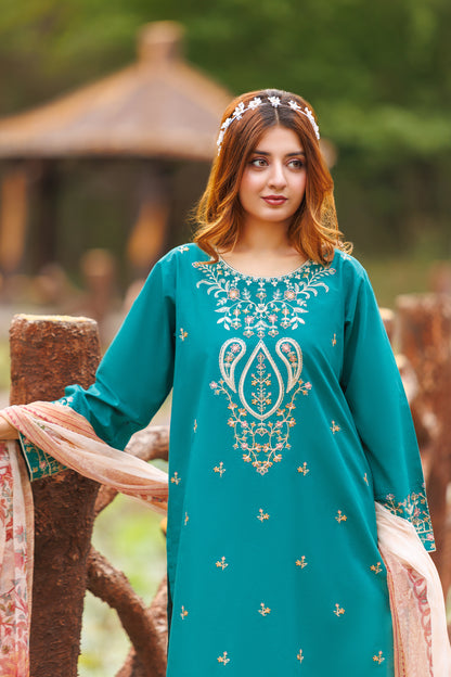 SAFFRON- Luxury Embroidered 3-PC Lawn Dress