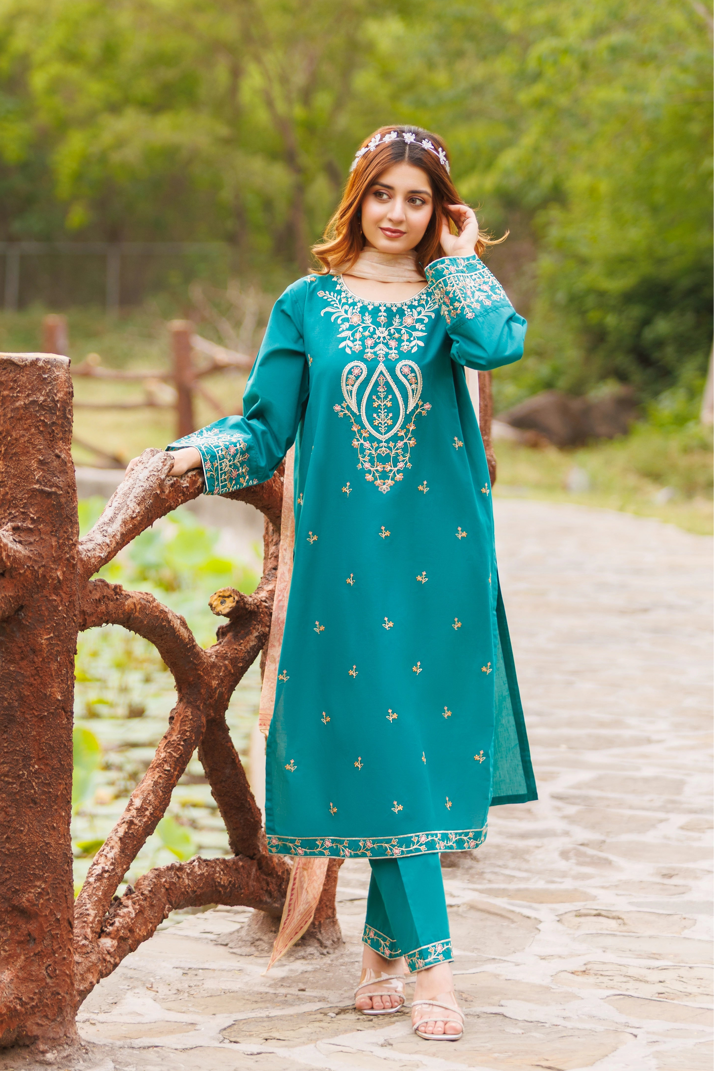 SAFFRON- Luxury Embroidered 3-PC Lawn Dress