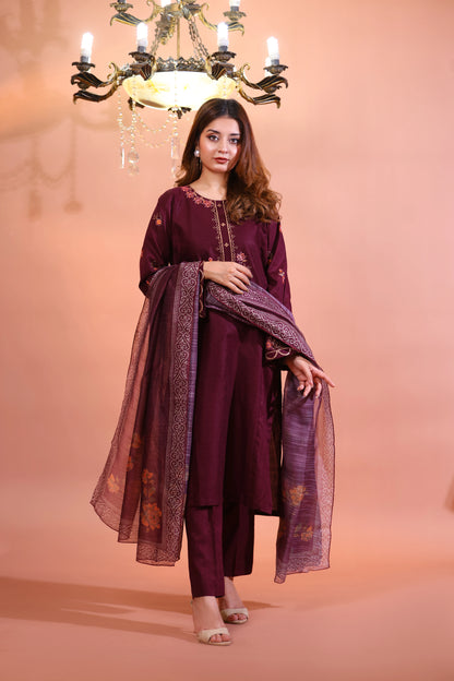 NASHWA - Luxury Embroidered 3-PC Lawn Dress