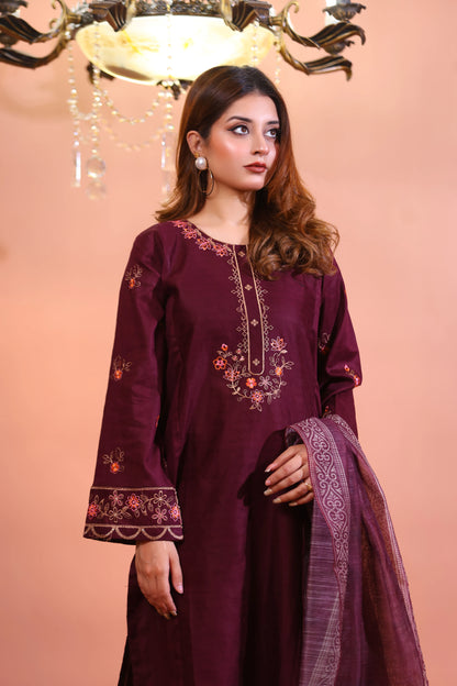 NASHWA - Luxury Embroidered 3-PC Lawn Dress
