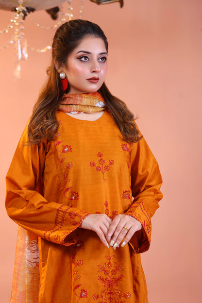 CANARY - Luxury Embroidered 3-PC Lawn Dress