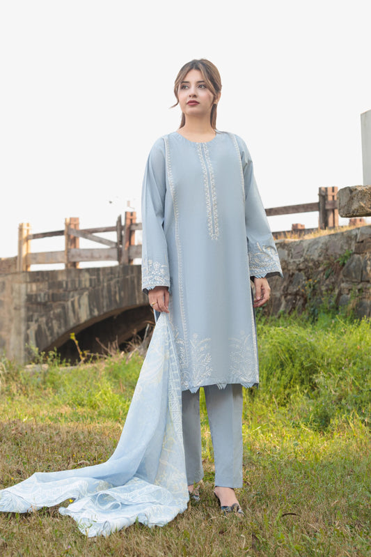 ZIVAY Embroidered 3-PC Lawn Dress