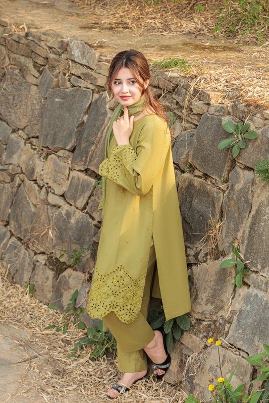 ORYA Embroidered 3-PC Lawn Dress