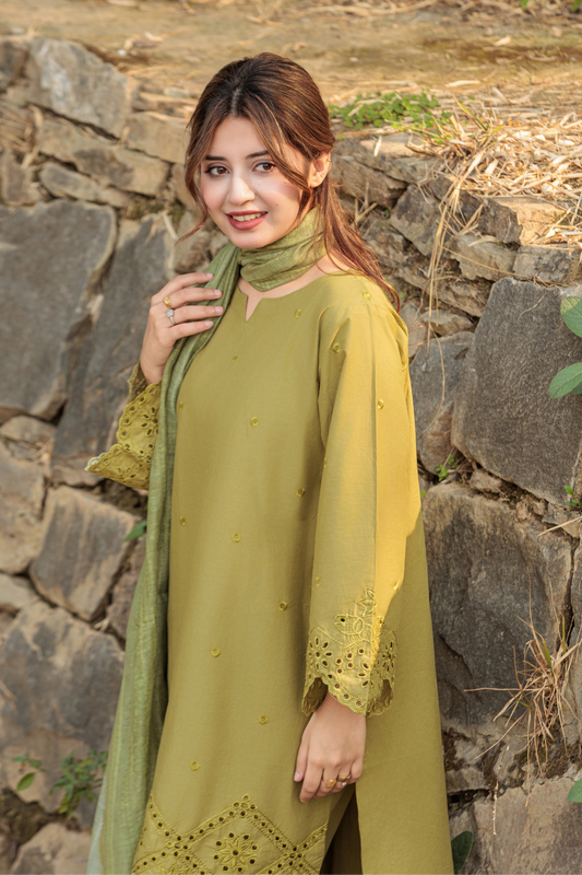 ORYA Embroidered 3-PC Lawn Dress