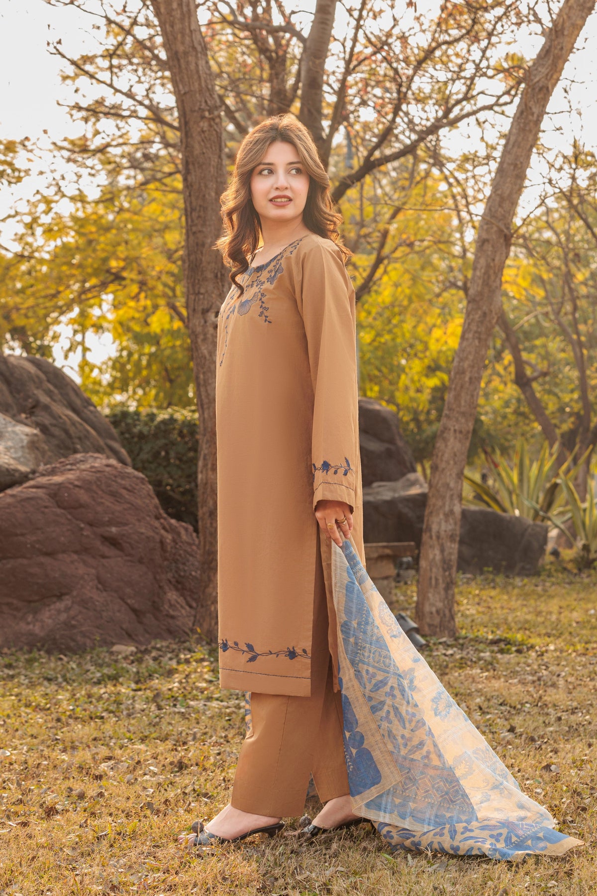 LAVENA Embroidered 3-PC Lawn Dress