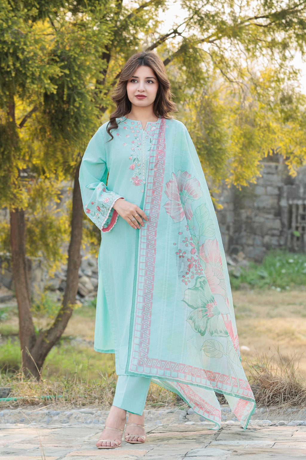 NERINA Embroidered 3-PC Lawn Dress