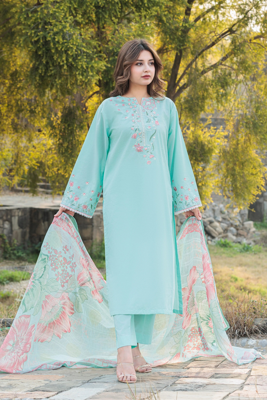 NERINA Embroidered 3-PC Lawn Dress