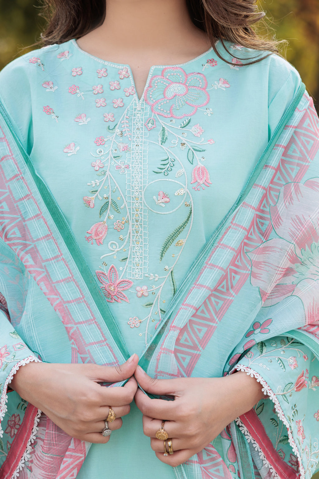 NERINA Embroidered 3-PC Lawn Dress