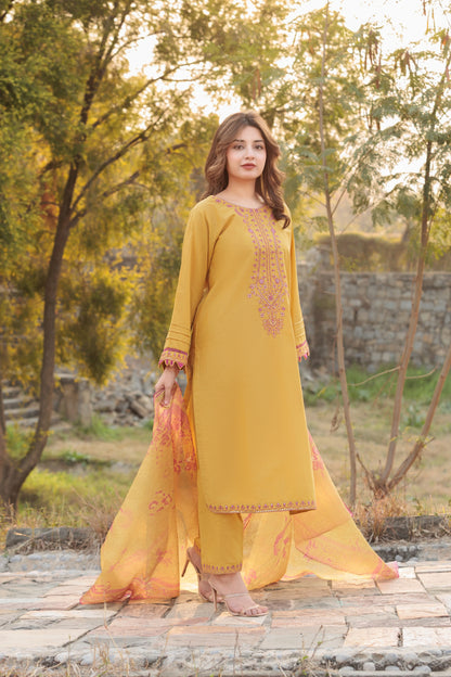 WANYA Embroidered 3-PC Lawn Dress