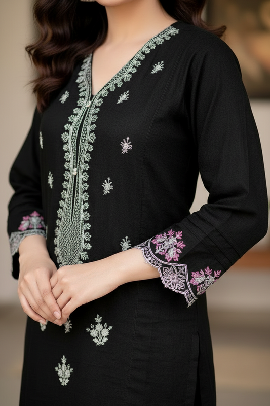 Black Night - Embroidered2-PC Khaddar Dress