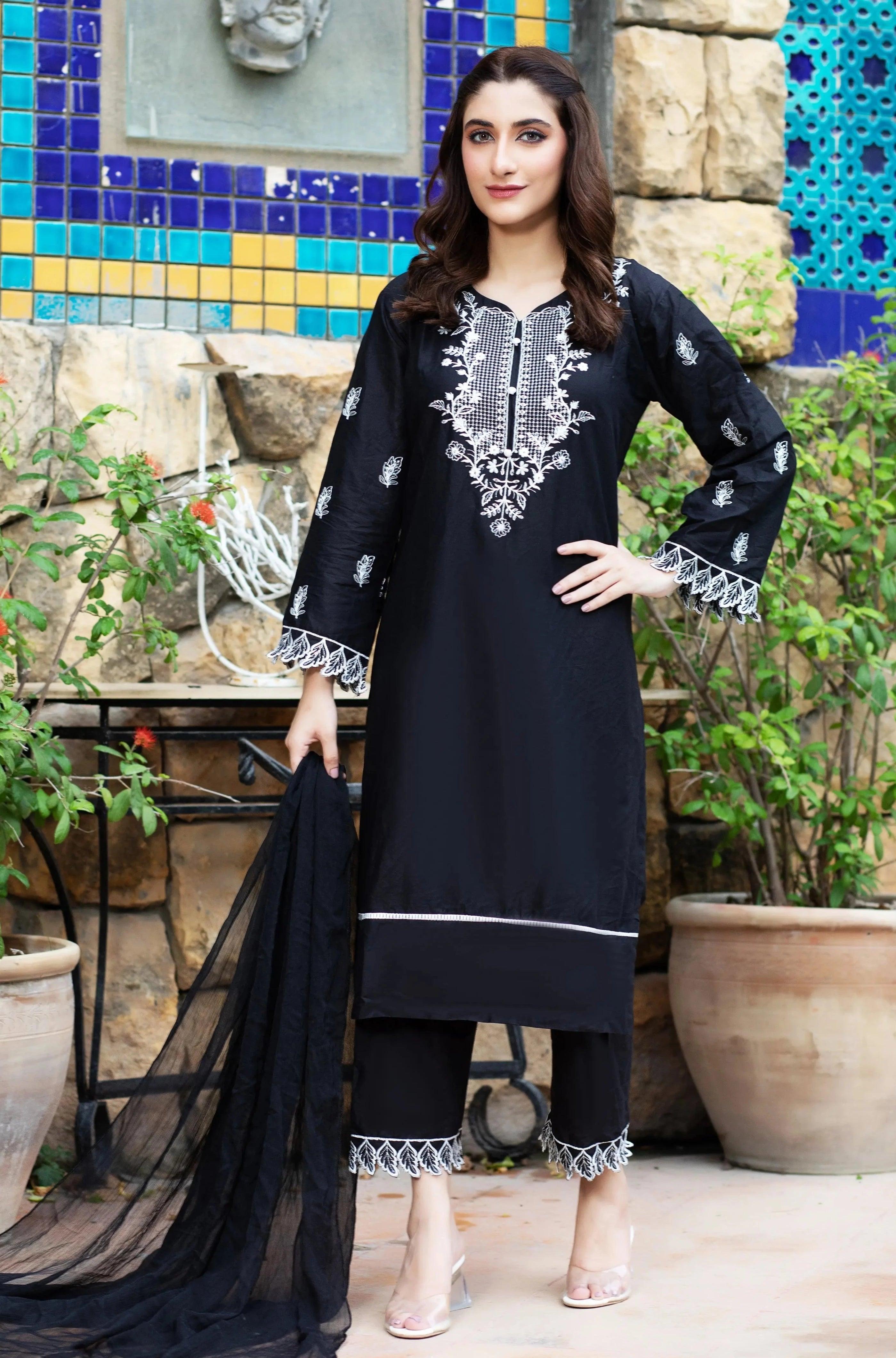 Black lawn dress hot sale design