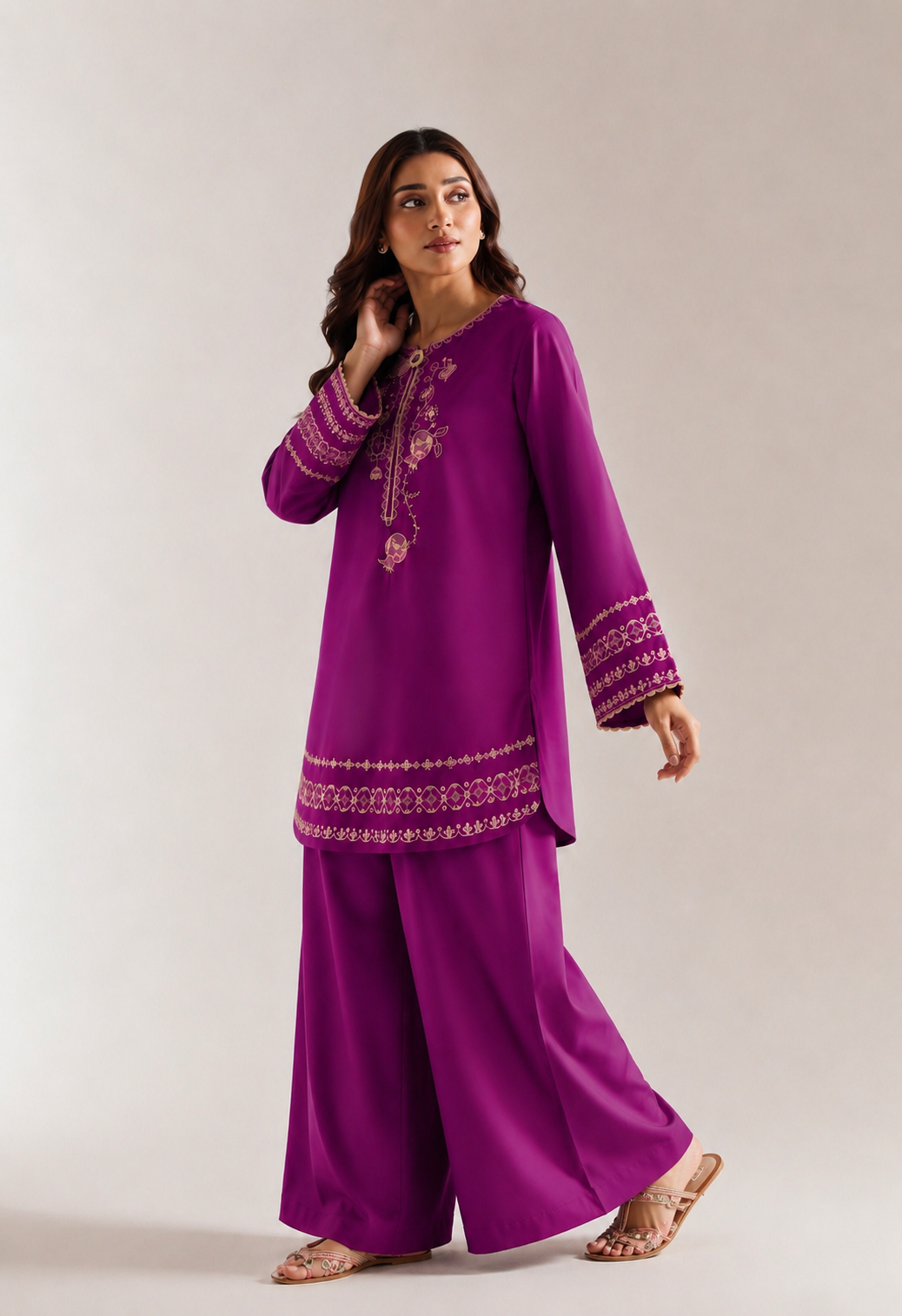 Radiant Fuchsia Embroidered Lawn 2 Piece