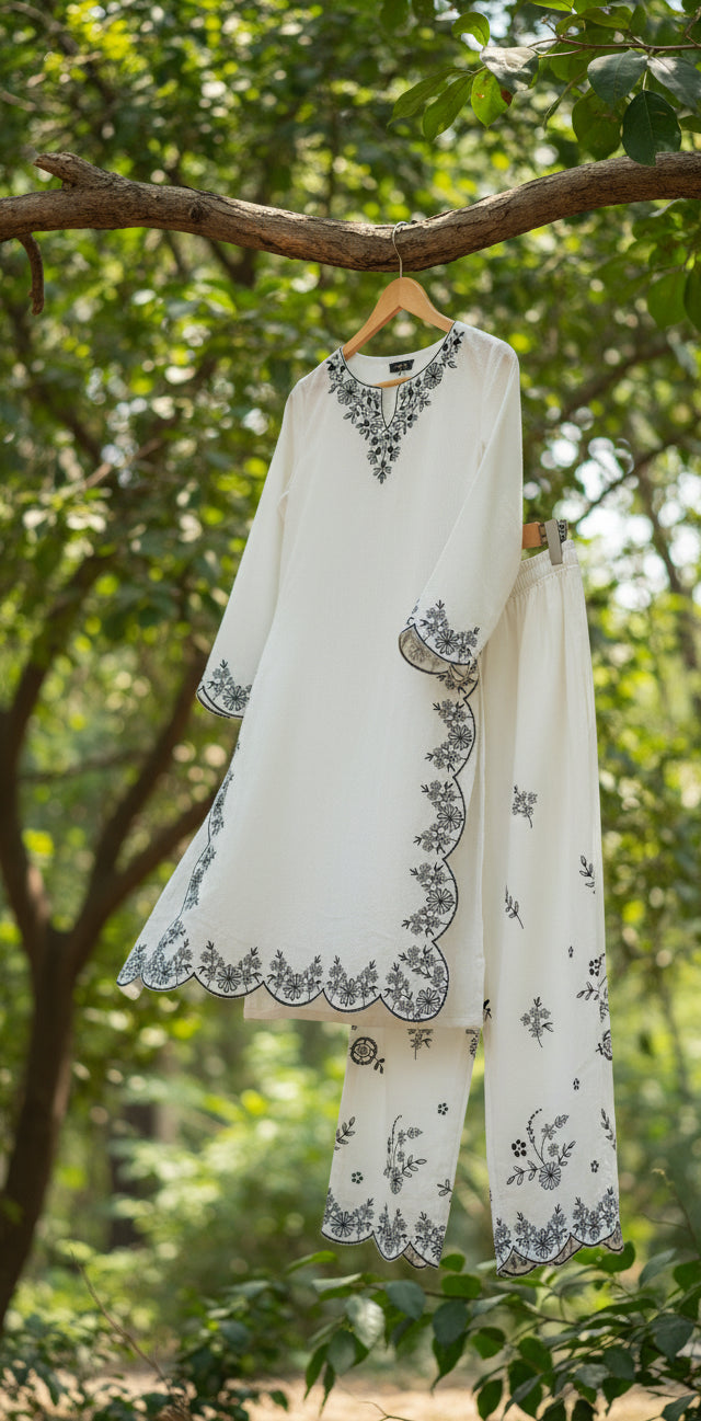 Blue moon- Embroidered2-PC Khaddar Dress