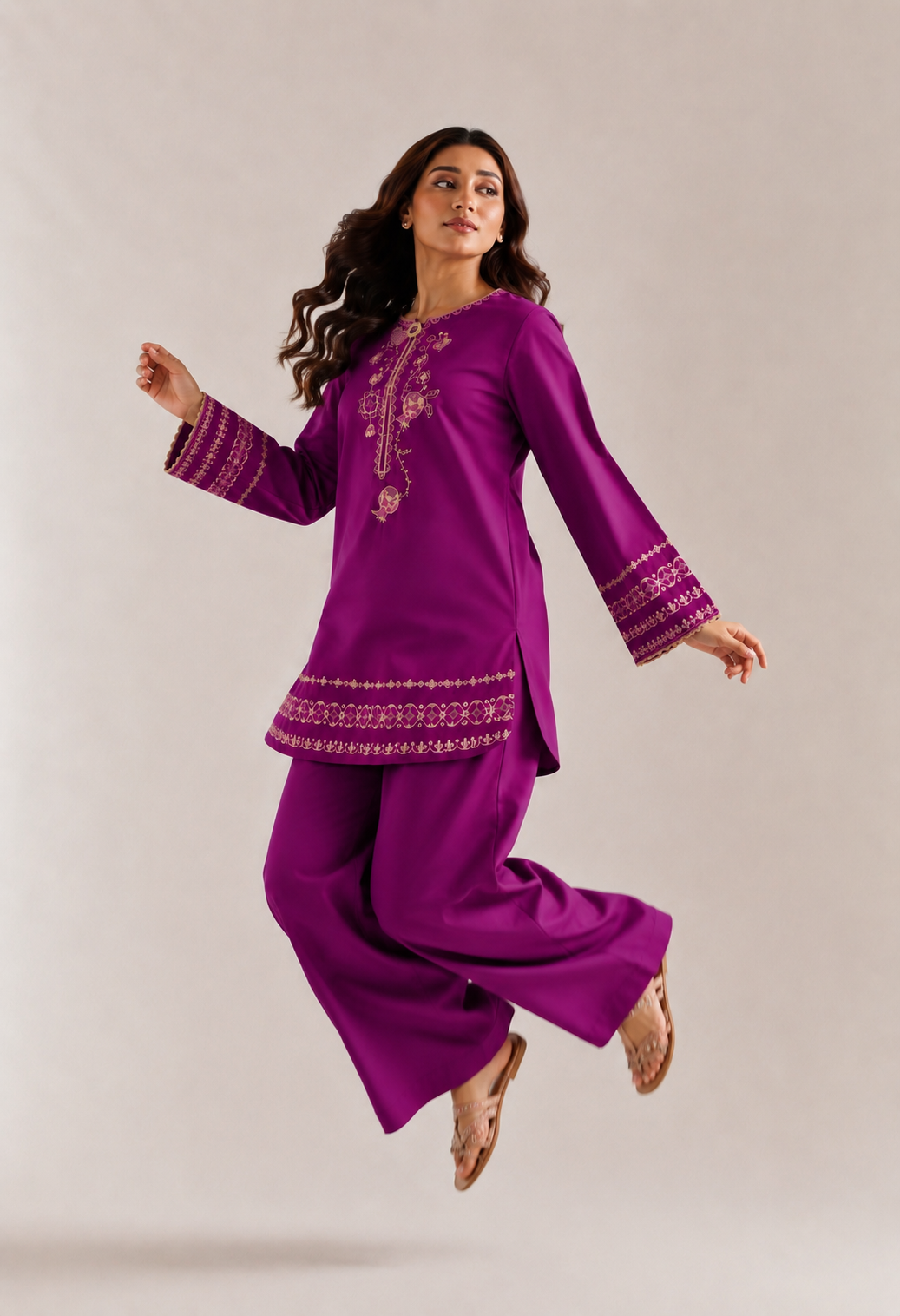 Radiant Fuchsia Embroidered Lawn 2 Piece