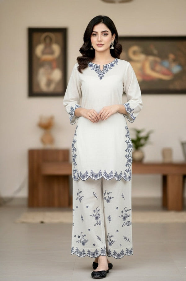 Blue moon- Embroidered2-PC Khaddar Dress