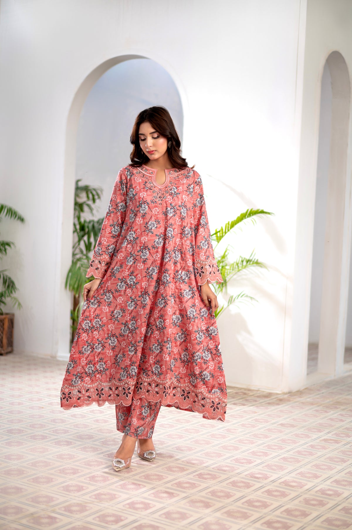 FLORAL TIE- Embroidered 2-PC Lawn Dress